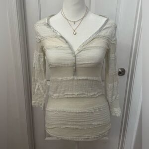 semi sheer knit top ralph lauren v neck